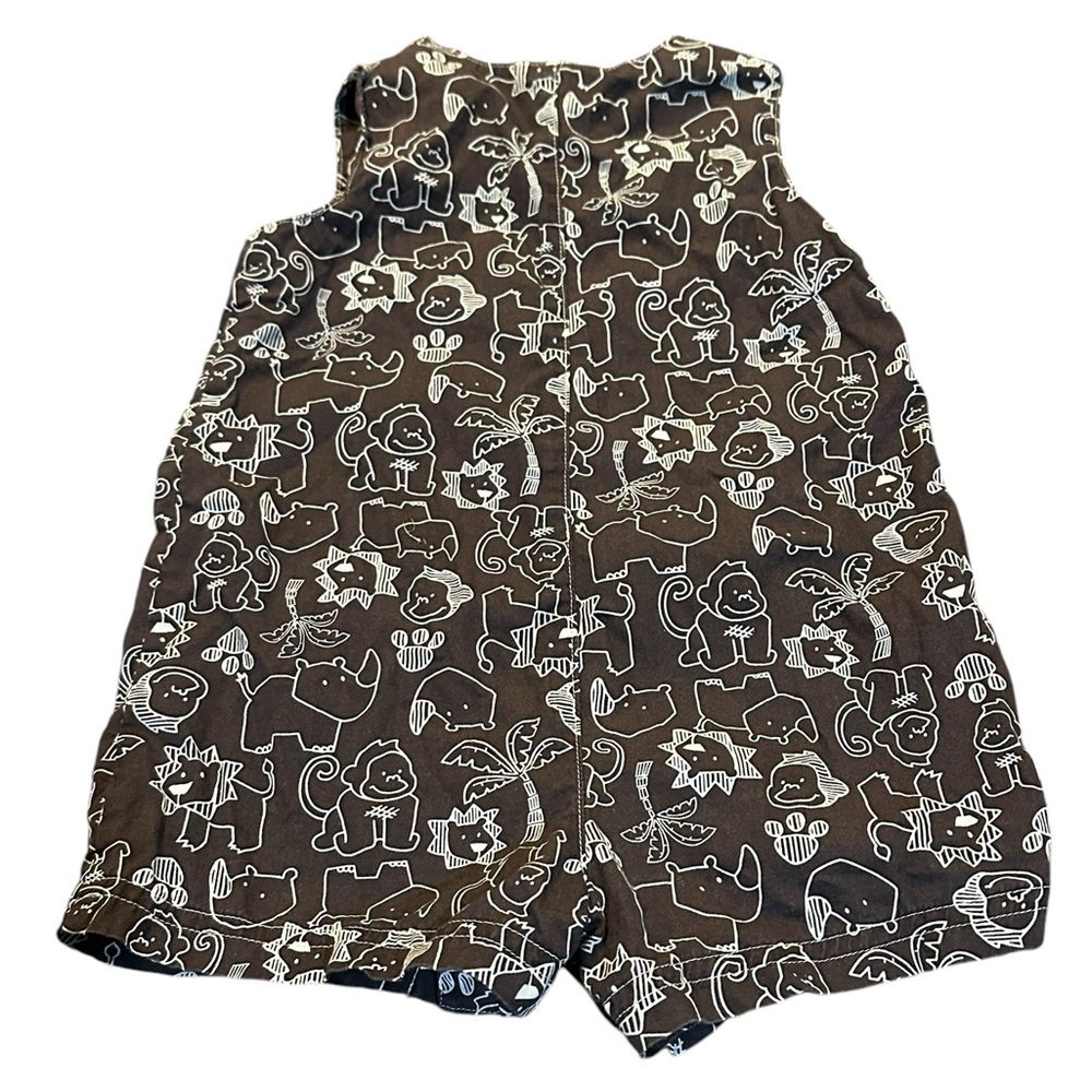 CARTER'S Brown and Tan Safari Animal Print Overall Shorts jumper size 18 month
